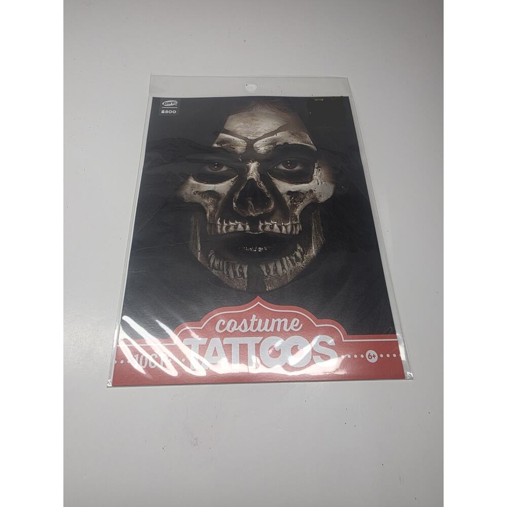Costume Tattoos 10 Ct Skull Face. Factory Sealed New.